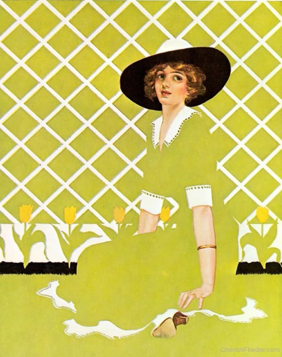 Light Green Fade Away Girl Illustration - Coles Phillips